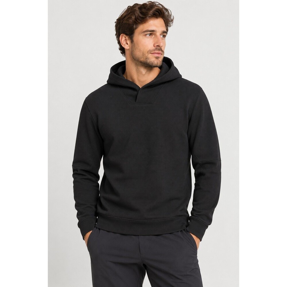 Lululemon Shift Stitch Hoodie Men’s M Black Waffle Knit No-Stink Zinc Pullover